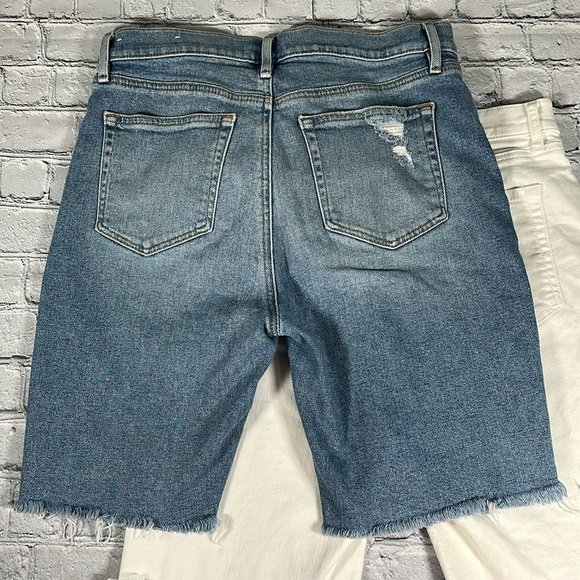 LOFT High Waist Short Bermuda Shorts Lot of 2 pairs size 8 /29 Blue White Denim - Picture 11 of 16
